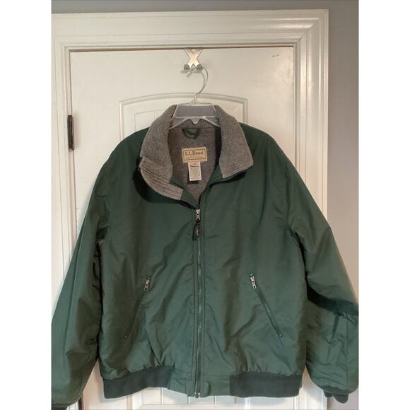 VTG LL BEAN FULL ZIP FLEECED LINED SOFT SHELL GREEN JACKET MEN L